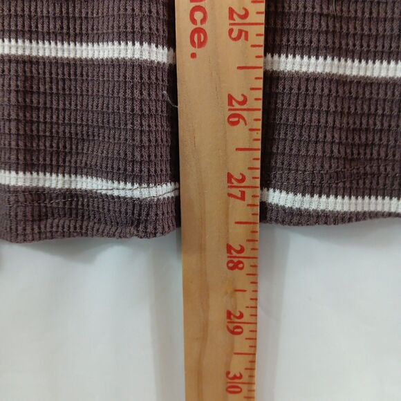 24/7 Maurices Blouse Women's Size 3X Brown White Striped Button Accents * - Picture 6 of 8